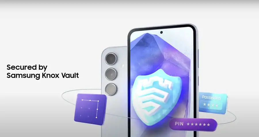 An infographics showing the security measures of Knox Vault on Samsung Galaxy A55 5G
