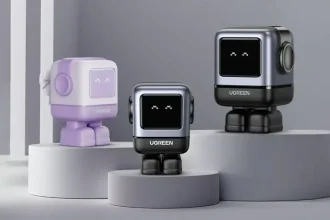 An image of three Ugreen Nexode RobotGaN (RG) Series of Chargers