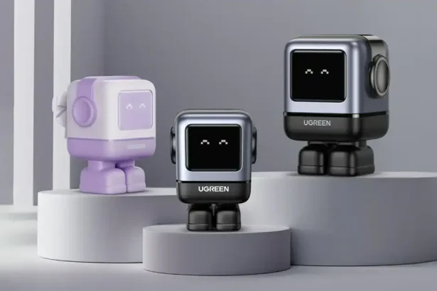 An image of three Ugreen Nexode RobotGaN (RG) Series of Chargers