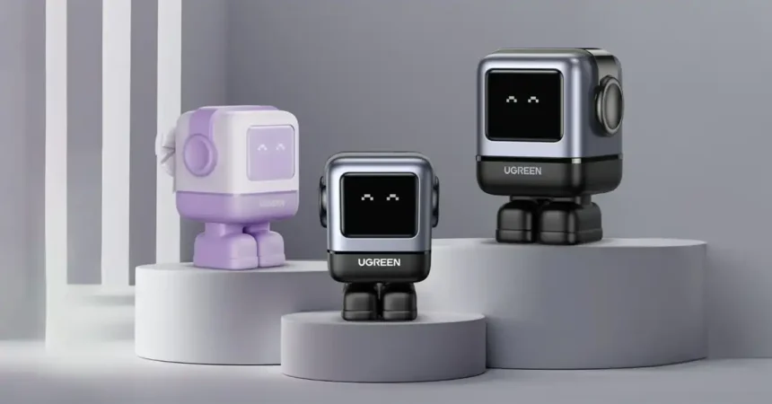 An image of three Ugreen Nexode RobotGaN (RG) Series of Chargers